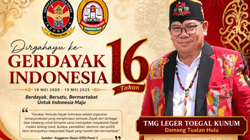 Damang Tualan Hulu Ucapkan Selamat HUT ke-16 GERDAYAK Indonesia