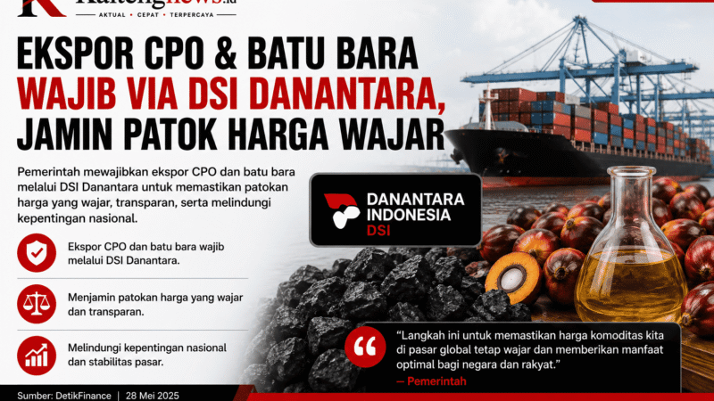 Ekspor CPO dan Batu Bara Wajib Lewat DSI Danantara, Pemerintah Klaim Jaga Harga Tetap Wajar