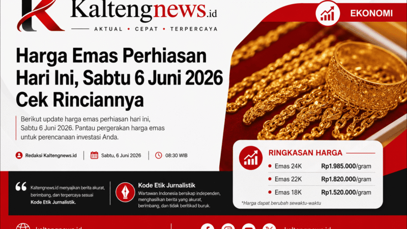 Harga Emas Perhiasan Hari Ini, 6 Juni 2026: Simak Perkembangan Terbarunya