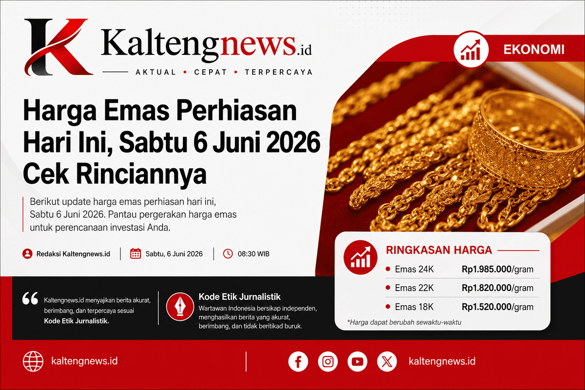 Harga Emas Perhiasan Hari Ini, 6 Juni 2026: Simak Perkembangan Terbarunya