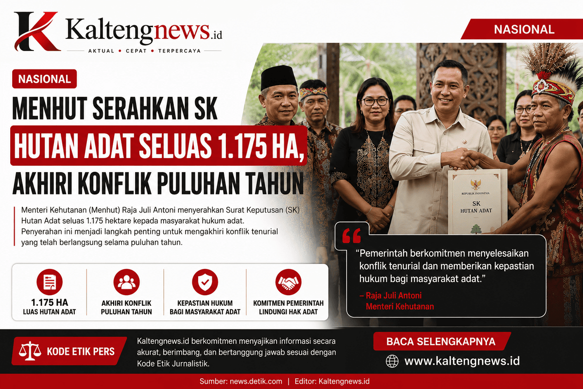 Menhut Serahkan SK Hutan Adat Seluas 1.175 Hektare, Akhiri Konflik Tenurial Puluhan Tahun