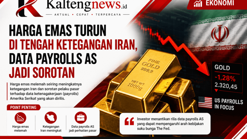 Harga Emas Turun di Tengah Ketegangan Iran, Pelaku Pasar Tunggu Data Payrolls AS