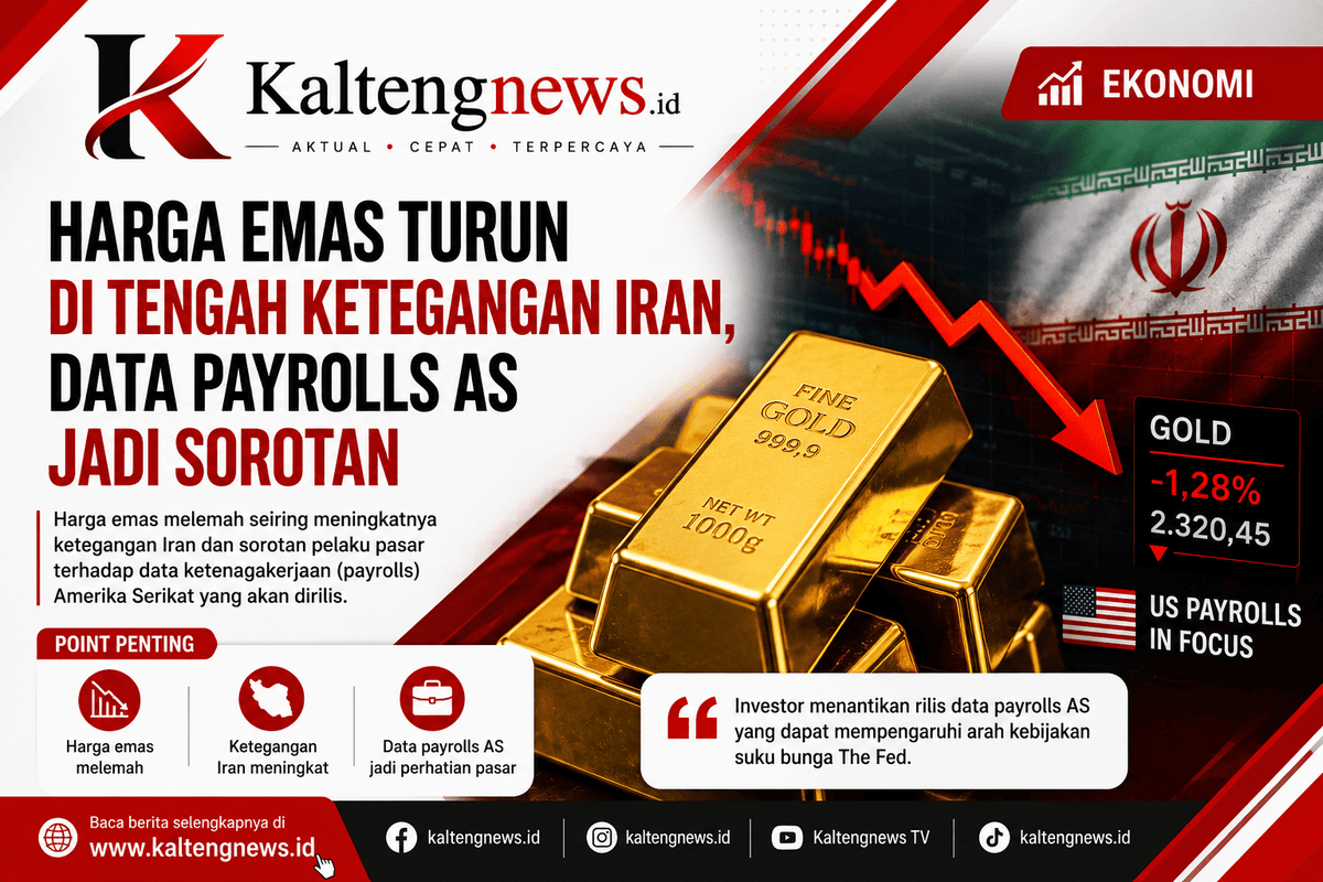 Harga Emas Turun di Tengah Ketegangan Iran, Pelaku Pasar Tunggu Data Payrolls AS