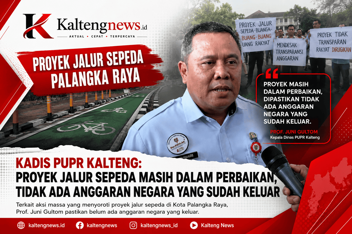 Kadis PUPR Kalteng Tegaskan Proyek Jalur Sepeda Palangka Raya Masih Tahap Perbaikan