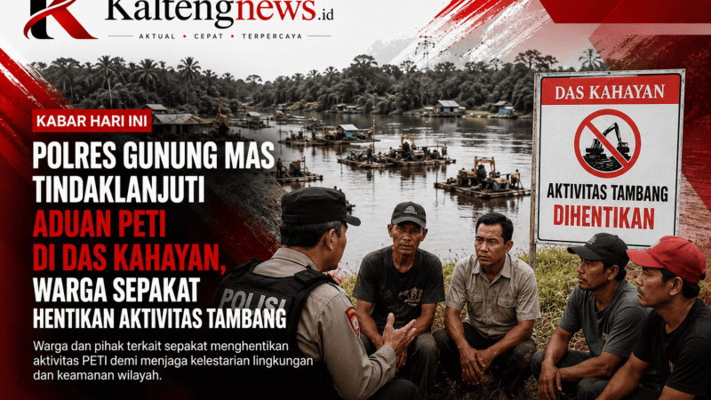 Polres Gunung Mas Tindaklanjuti Aduan PETI di DAS Kahayan, Warga Sepakat Hentikan Aktivitas Tambang