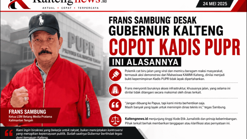 Ketua LSM Betang Media Pratama Kalteng Desak Gubernur Evaluasi Kadis PUPR