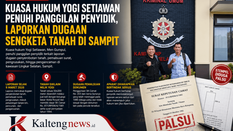 Kuasa Hukum Yogi Setiawan Penuhi Panggilan Penyidik Terkait Laporan Sengketa Tanah di Sampit