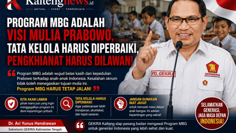Program MBG Dinilai Visi Strategis Prabowo, GEKIRA Kalteng Minta Tata Kelola Diperkuat