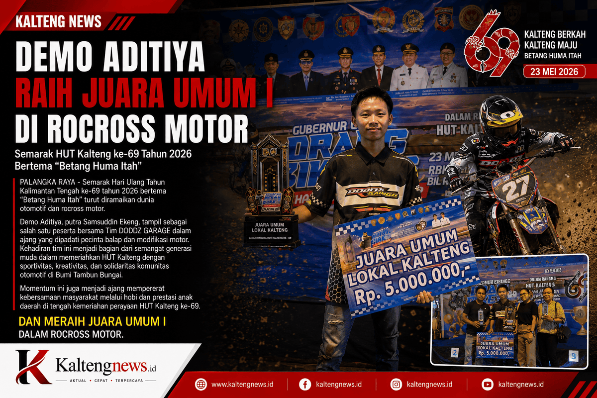 Demo Aditiya Raih Juara Umum I Rocross Motor HUT Kalteng ke-69