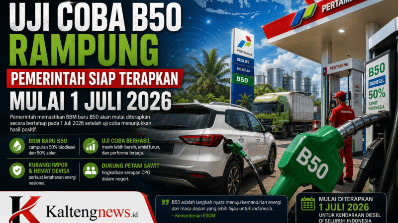 Uji Coba B50 Rampung, Pemerintah Siap Berlakukan BBM Baru Mulai 1 Juli 2026