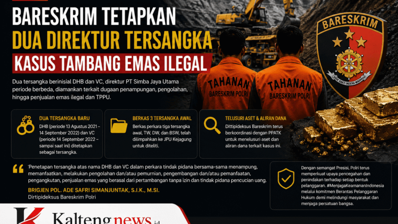 Bareskrim Tetapkan Dua Direktur Tersangka Tambang Emas Ilegal