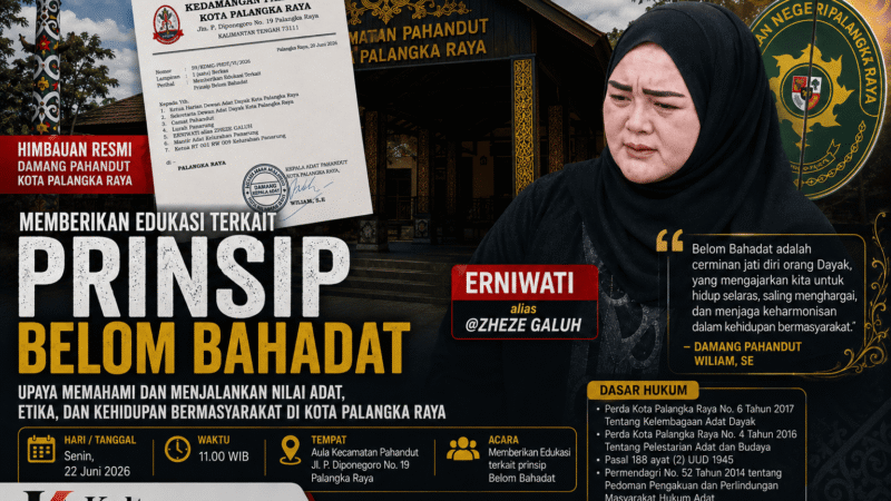 Damang Pahandut Panggil Zheze Galuh, Berikan Edukasi Prinsip Belom Bahadat