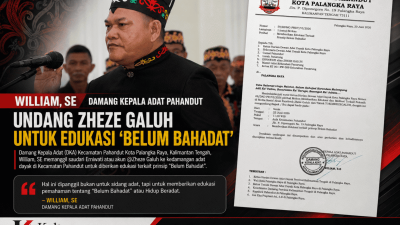 Damang Pahandut Panggil Zheze Galuh, Edukasi “Belum Bahadat” Jadi Sorotan