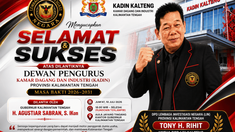 Tony H. Rihit Ucapkan Selamat atas Dilantiknya Pengurus KADIN Kalteng