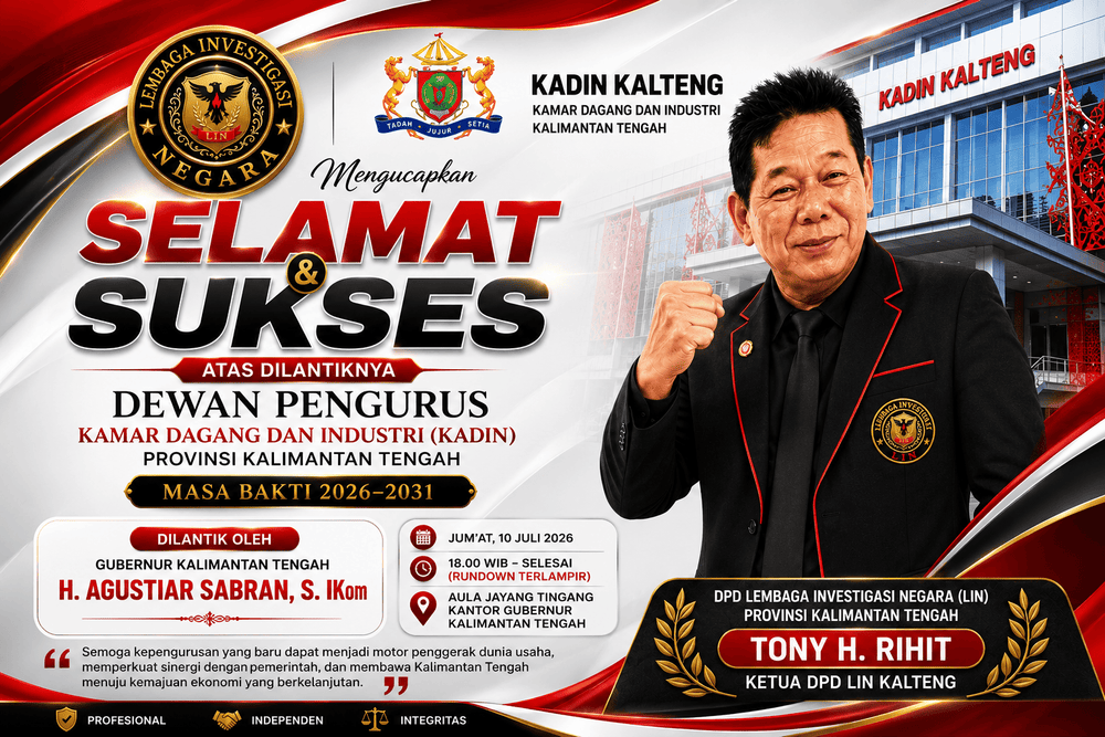 Tony H. Rihit Ucapkan Selamat atas Dilantiknya Pengurus KADIN Kalteng