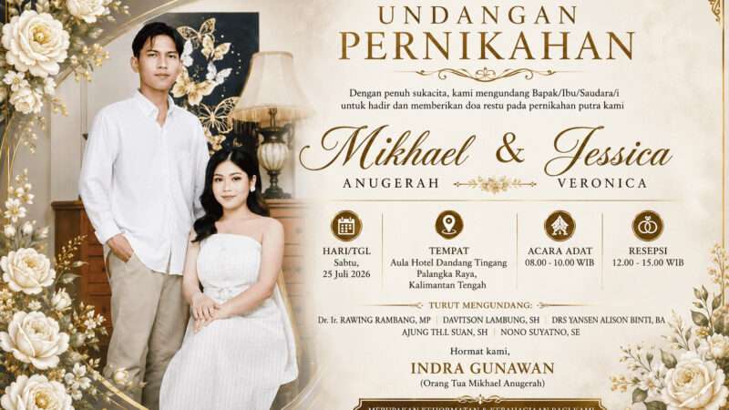 Putra Pimpinan Redaksi Kaltengnews.id Menikah, Mikhael dan Jessica Siap Mengawali Babak Baru Kehidupan