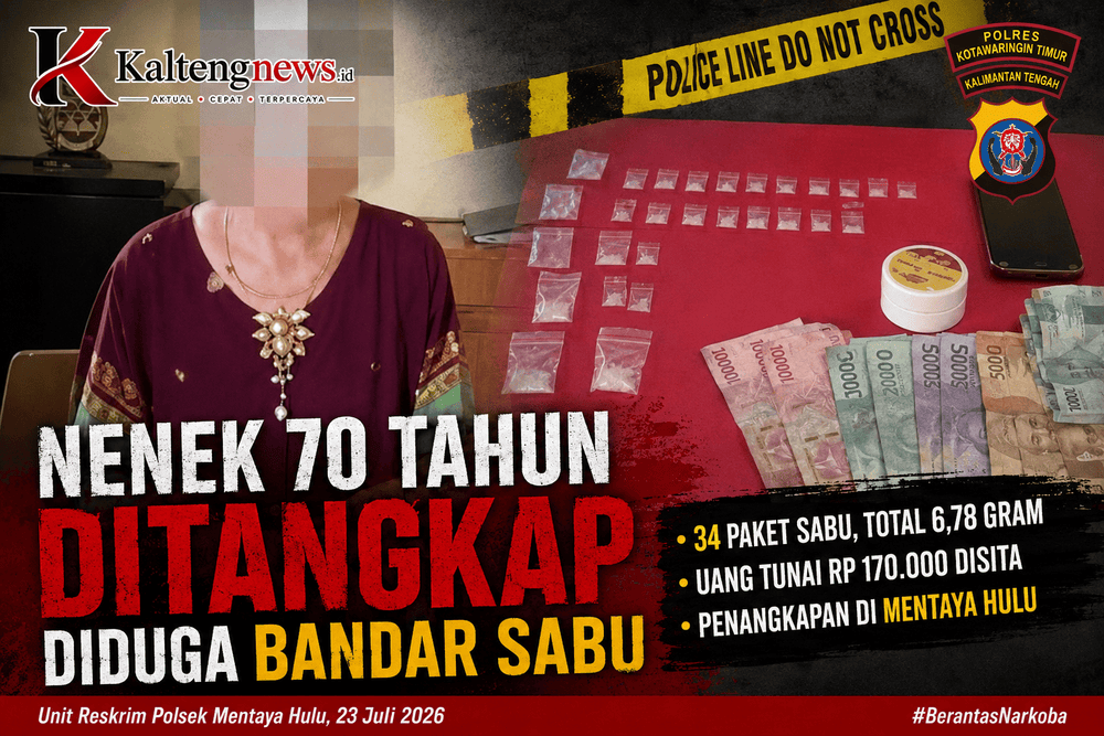 Nenek 70 Tahun Diduga Jadi Bandar Sabu, Polsek Mentaya Hulu Sita 34 Paket Barang Bukti