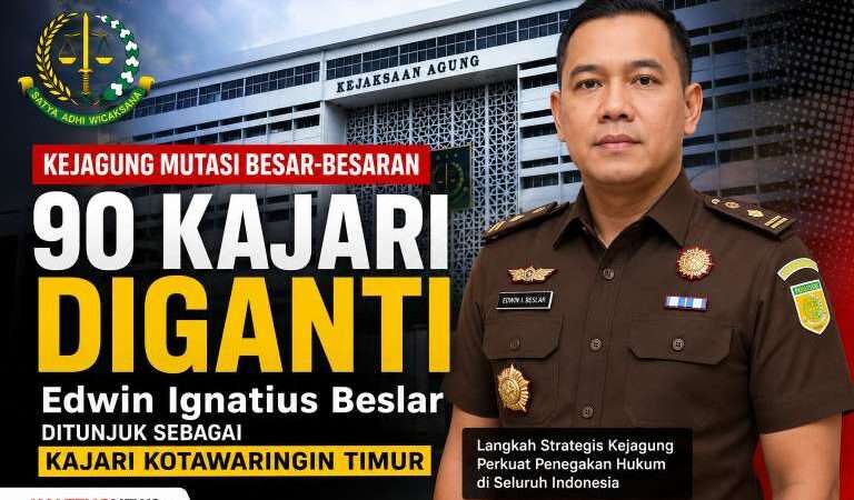 Edwin Ignatius Beslar Ditunjuk sebagai Kajari Kotawaringin Timur dalam Mutasi Besar Kejagung