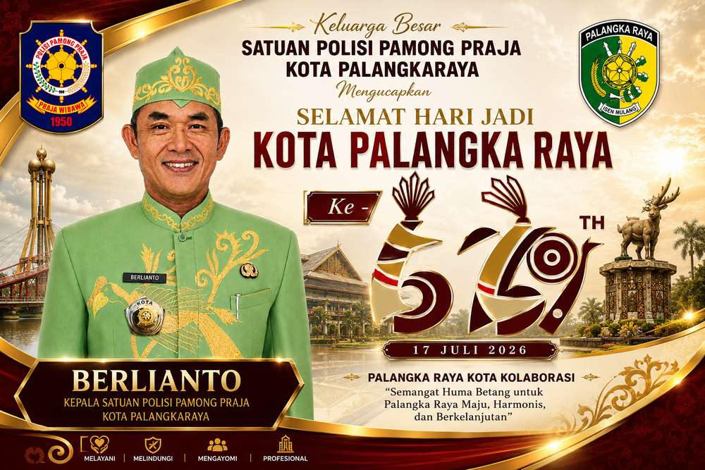 HUT Palangka Raya ke-69, Berlianto: Satpol PP Siap Kawal Perda Demi Kota yang Tertib dan Humanis
