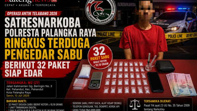 Operasi Antik Telabang 2026: Satresnarkoba Ringkus Terduga Pengedar Sabu, 32 Paket Siap Edar Disita