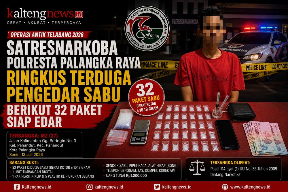 Operasi Antik Telabang 2026: Satresnarkoba Ringkus Terduga Pengedar Sabu, 32 Paket Siap Edar Disita