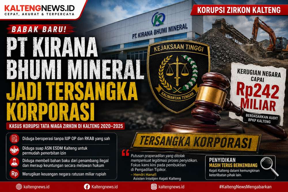 PT Kirana Bhumi Mineral Jadi Tersangka Korporasi, Kejati Kalteng Dalami Dugaan Korupsi Zirkon Rp242 Miliar