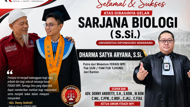Ketua Umum FERADI WPI Ucapkan Selamat kepada Dharma Satya Aryana Raih Gelar Sarjana Biologi Universitas Diponegoro