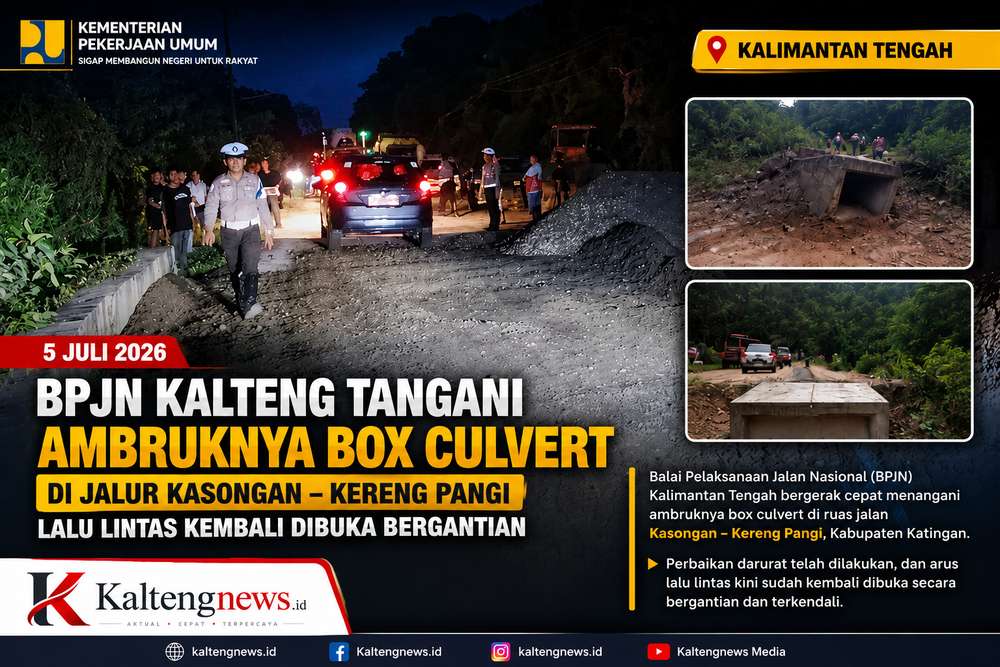 BPJN Bergerak Cepat, Jalur Kasongan–Kereng Pangi Kembali Dibuka Bergantian