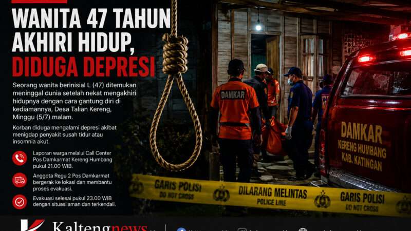 Diduga Alami Depresi, Warga Katingan Ditemukan Meninggal Gantung Diri di Rumahnya
