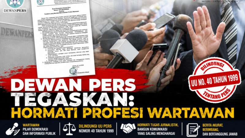 Dewan Pers Tegaskan Hormati Profesi Wartawan, Ingatkan Semua Pihak Jaga Etika dan Kebebasan Pers