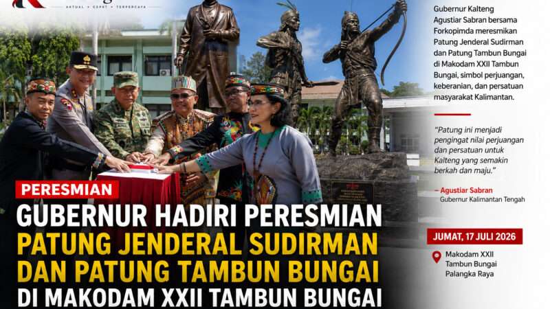 Gubernur Resmikan Patung Jenderal Sudirman dan Tambun Bungai di Makodam XXII