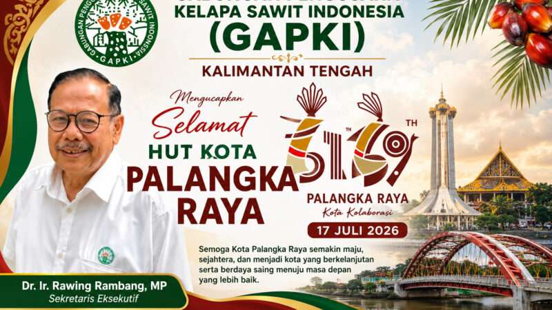 GAPKI Kalteng: Selamat HUT ke-69 Kota Palangka Raya, Dorong Sinergi untuk Kemajuan Daerah