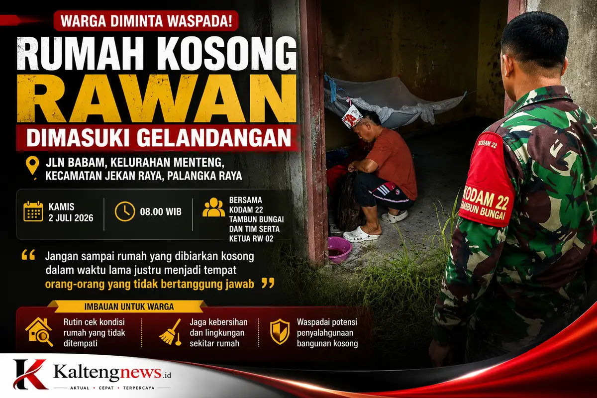 Rumah Kosong Disusupi Gelandangan, Warga Palangka Raya Diminta Waspada