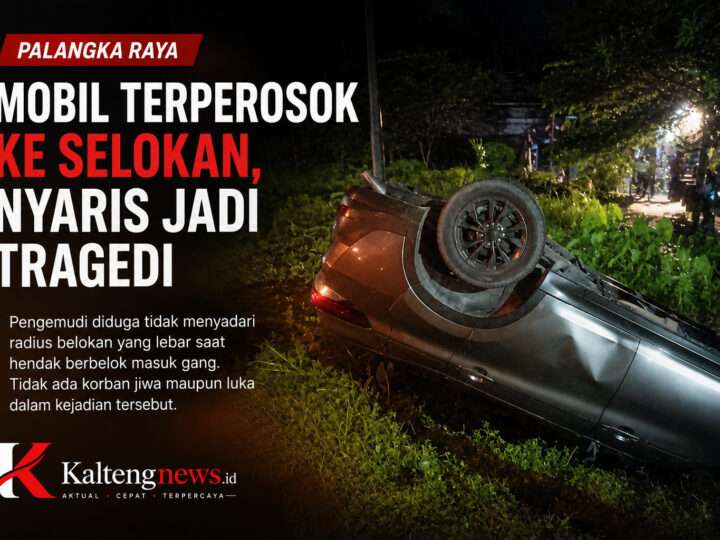 Mobil Terperosok ke Selokan di Palangka Raya, Pengemudi Selamat Tanpa Luka