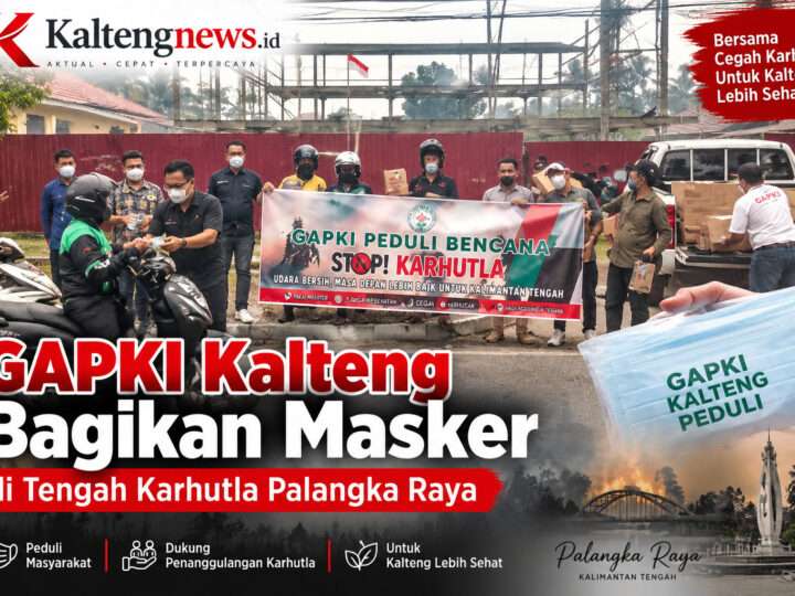GAPKI Kalteng Bagikan Masker di Tengah Karhutla Palangka Raya