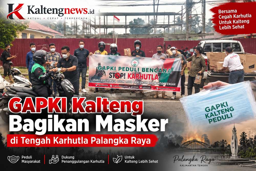 GAPKI Kalteng Bagikan Masker di Tengah Karhutla Palangka Raya