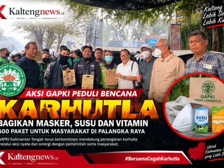 GAPKI Kalteng Bagikan 600 Paket Masker, Susu dan Vitamin untuk Warga Terdampak Karhutla