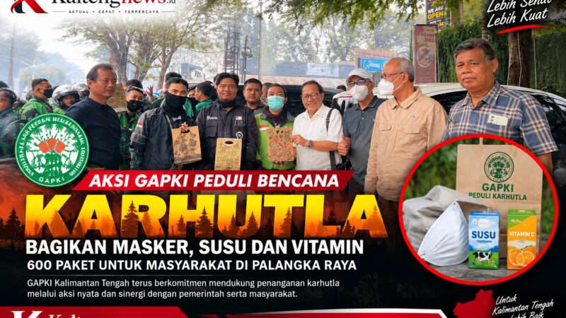GAPKI Kalteng Bagikan 600 Paket Masker, Susu dan Vitamin untuk Warga Terdampak Karhutla