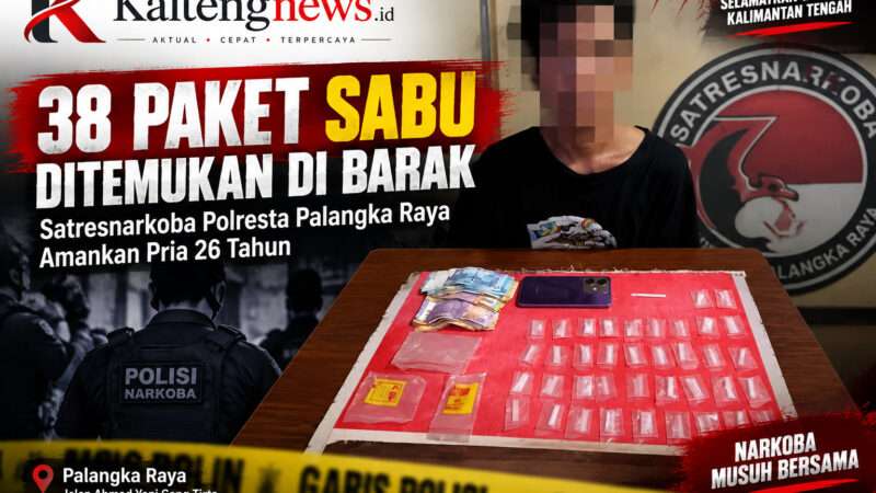 38 Paket Diduga Sabu Ditemukan di Barak, Pria 26 Tahun Diamankan Polisi di Palangka Raya