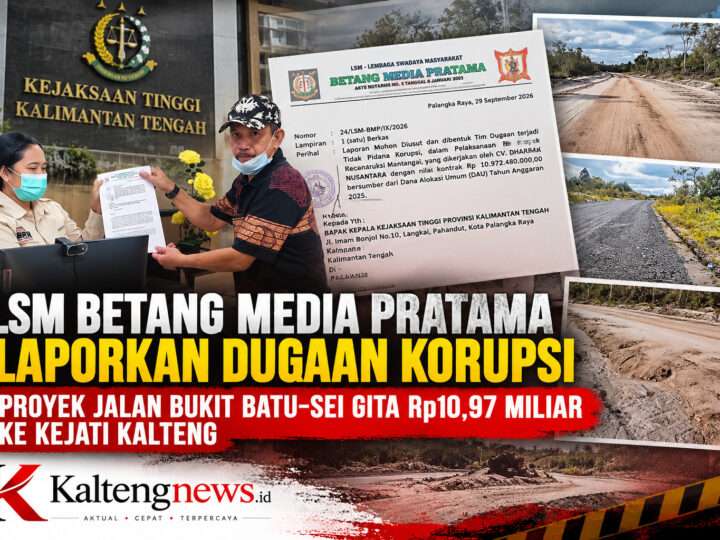 LSM BMP Laporkan Dugaan Penyimpangan Proyek Jalan Rp10,97 Miliar ke Kejati Kalteng