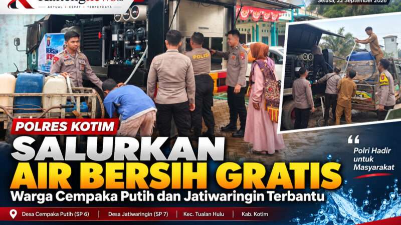 Polres Kotim Salurkan Air Bersih Gratis ke Warga Cempaka Putih dan Jatiwaringin