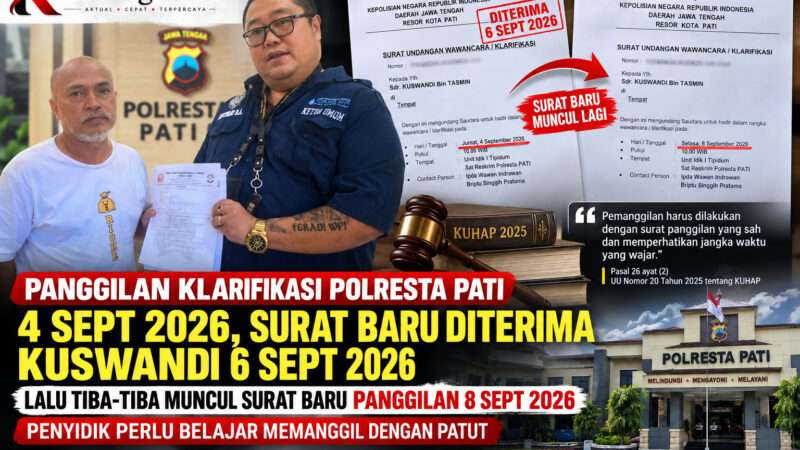 Surat Panggilan Polresta Pati Dinilai Tak Patut, Kuswandi Terima Surat Setelah Jadwal Klarifikasi Lewat