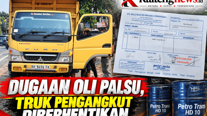 Dugaan Oli Palsu, Truk Pengangkut Diberhentikan