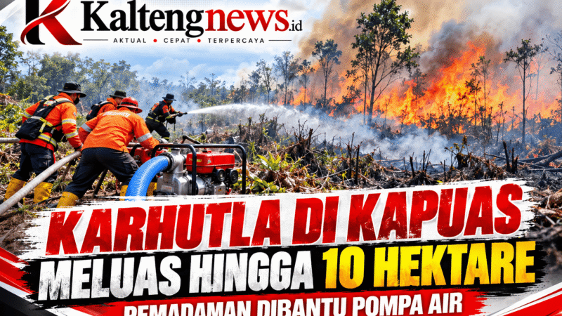Karhutla di Kapuas Meluas hingga 10 Hektare, Pemadaman Dibantu Pompa Air