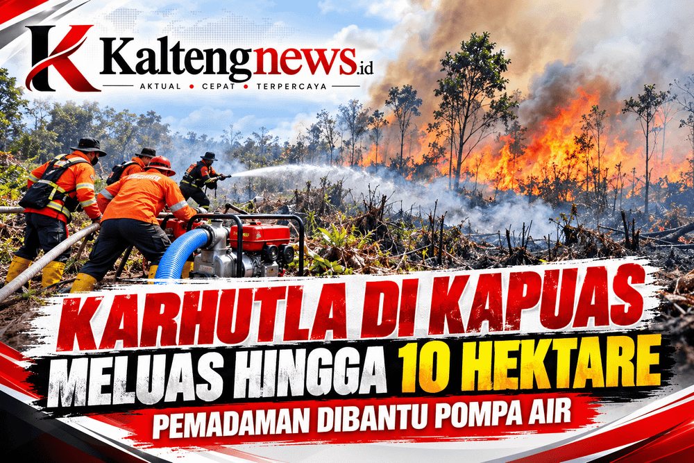 Karhutla di Kapuas Meluas hingga 10 Hektare, Pemadaman Dibantu Pompa Air