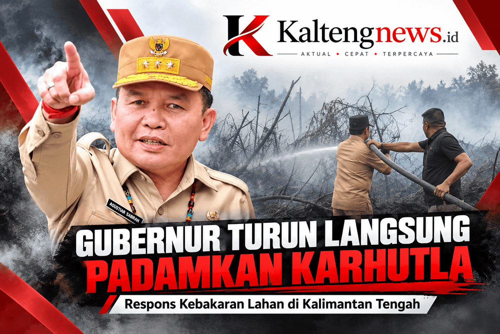 Gubernur Agustiar Sabran Turun Langsung Padamkan Karhutla di Kobar
